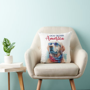 Patriotischer Hund-Golden Retriever Kissen