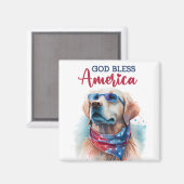 Patriotischer Hund-Golden Retriever Magnet (Vorderseite/Rückseite)