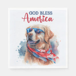 Patriotischer Hund-Golden Retriever Serviette