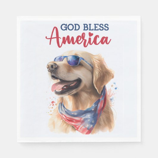 Patriotischer Hund-Golden Retriever Serviette (Vorderseite)