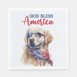 Patriotischer Hund-Golden Retriever Serviette