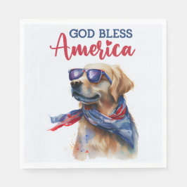 Patriotischer Hund-Golden Retriever Serviette