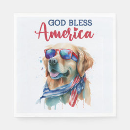 Patriotischer Hund-Golden Retriever Serviette