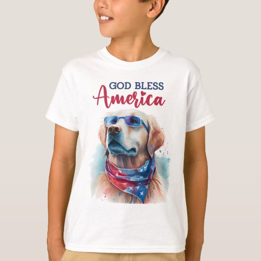 Patriotischer Hund-Golden Retriever T-Shirt (Vorderseite)