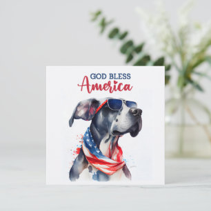 Patriotischer Hund-Great Dane 4. Juli Card Feiertagskarte