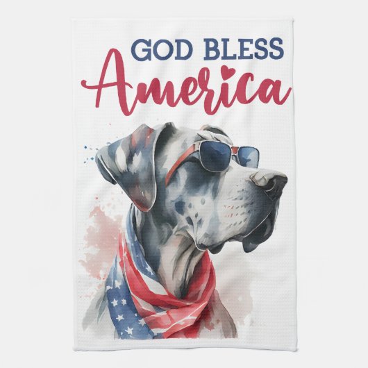 Patriotischer Hund-Great Dane Geschirrtuch (Vertikal)