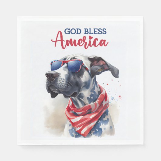 Patriotischer Hund-Great Dane Serviette (Vorderseite)