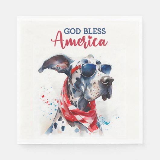 Patriotischer Hund-Great Dane Serviette (Vorderseite)