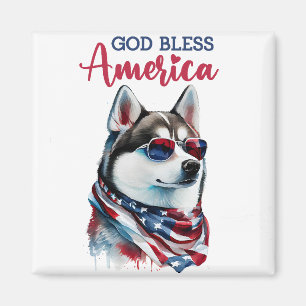 Patriotischer Hund - Husky Magnet