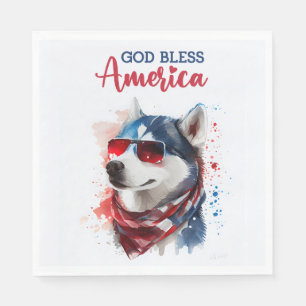 Patriotischer Hund-Husky Serviette