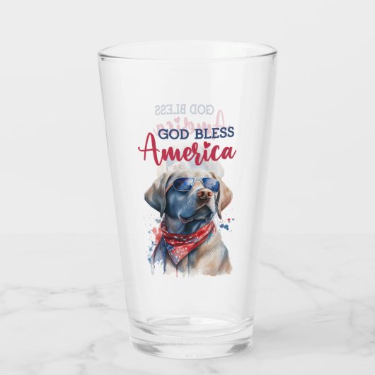 Patriotischer Hund-Labrador Glas (Rückseite)