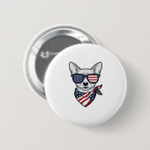 Patriotischer Hund mit Flaggen-Sonnenbrille Vintag Button (Vorne & Hinten)
