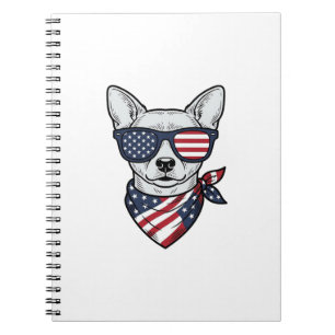 Patriotischer Hund mit Flaggen-Sonnenbrille Vintag Notizblock