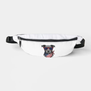 Patriotischer Hund mit Sonnenbrille Vintage-Shirt- Bauchtasche