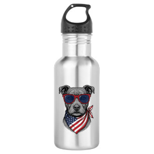 Patriotischer Hund mit Sonnenbrille Vintage-Shirt- Edelstahlflasche