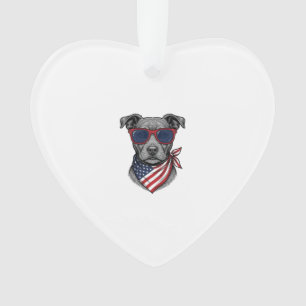 Patriotischer Hund mit Sonnenbrille Vintage-Shirt- Ornament