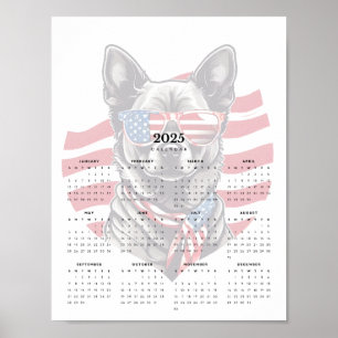 Patriotischer Hund Red White Blue Scarf 2025 Kalen Poster