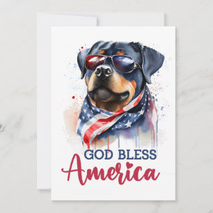 Patriotischer Hund-Rottweiler 4. Juli Karte