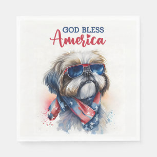 Patriotischer Hund-Shih tzu Serviette