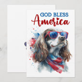 Patriotischer Hund - Spaniel 4. Juli Card Feiertagskarte (Vorne/Hinten)