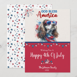 Patriotischer Hund - Spaniel 4. Juli Karte