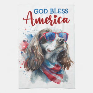 Patriotischer Hund-Spaniel Geschirrtuch