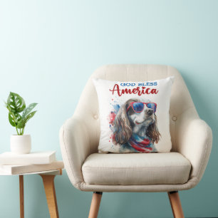 Patriotischer Hund-Spaniel Kissen