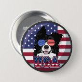 Patriotischer Hund USA Button (Vorne & Hinten)