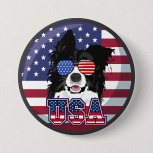 Patriotischer Hund USA Button