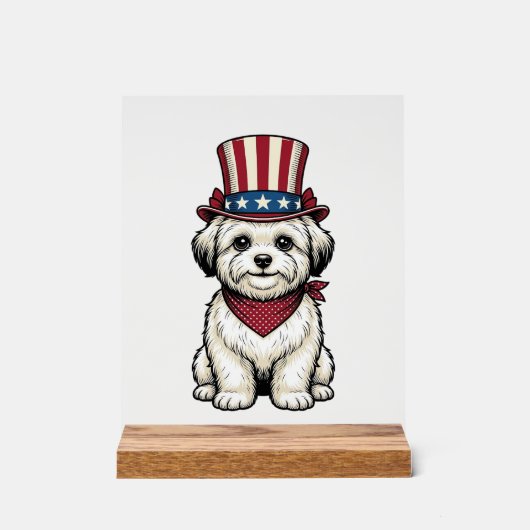 Patriotischer Hund Vintage Gravur Vektor Design_1 Acrylschild (Vorderseite)