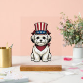 Patriotischer Hund Vintage Gravur Vektor Design_1 Acrylschild (Hochzeit)