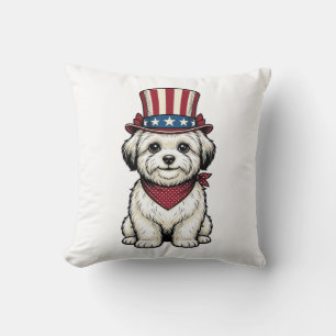 Patriotischer Hund Vintage Gravur Vektor Design_1 Kissen