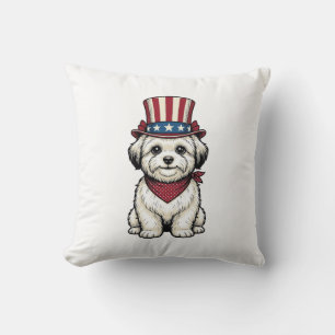 Patriotischer Hund Vintage Gravur Vektor Design_1 Kissen