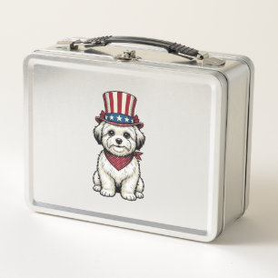 Patriotischer Hund Vintage Gravur Vektor Design_1 Metall Brotdose