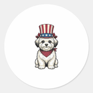 Patriotischer Hund Vintage Gravur Vektor Design_1 Runder Aufkleber