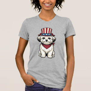 Patriotischer Hund Vintage Gravur Vektor Design_1 T-Shirt