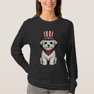 Patriotischer Hund Vintage Gravur Vektor Design_1 T-Shirt