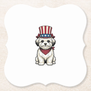 Patriotischer Hund Vintage Gravur Vektor Design_1 Untersetzer