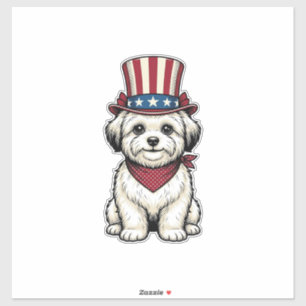 Patriotischer Hund Vintage-Stich Vektor Design_1 Aufkleber