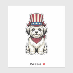 Patriotischer Hund Vintage-Stich Vektor-Design_1 Aufkleber