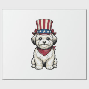Patriotischer Hund Vintage-Stich Vektor-Design_1 Geschenkpapier