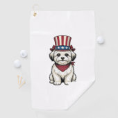 Patriotischer Hund Vintage-Stich Vektor-Design_1 Golfhandtuch (Insitu)