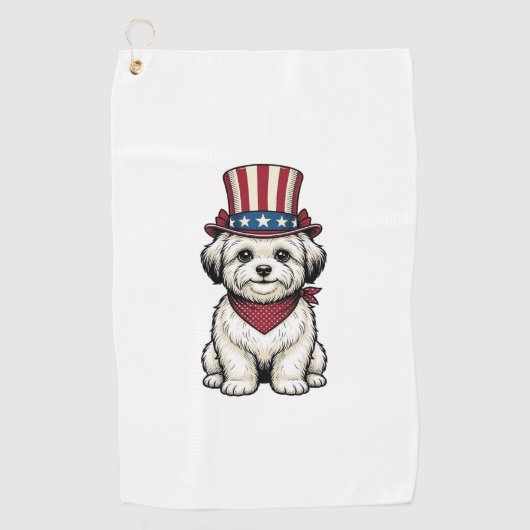 Patriotischer Hund Vintage-Stich Vektor-Design_1 Golfhandtuch (Vorderseite)
