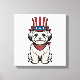 Patriotischer Hund Vintage-Stich Vektor-Design_1 Leinwanddruck