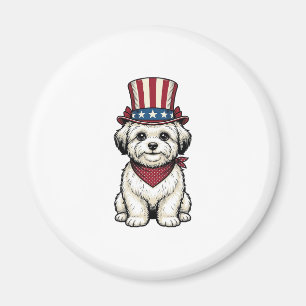 Patriotischer Hund Vintage-Stich Vektor-Design_1 Magnet