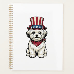 Patriotischer Hund Vintage-Stich Vektor-Design_1 Planer
