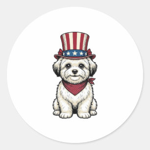 Patriotischer Hund Vintage-Stich Vektor-Design_1 Runder Aufkleber