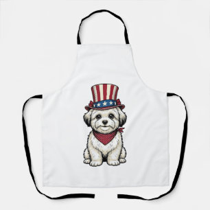 Patriotischer Hund Vintage-Stich Vektor-Design_1 Schürze