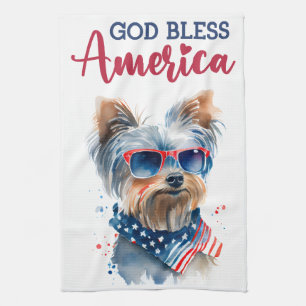 Patriotischer Hund-Yorkie Geschirrtuch