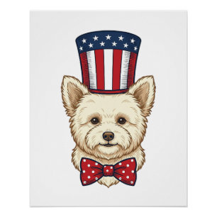 Patriotischer Hund Zylinder Vintage Vektordesign_1 Poster